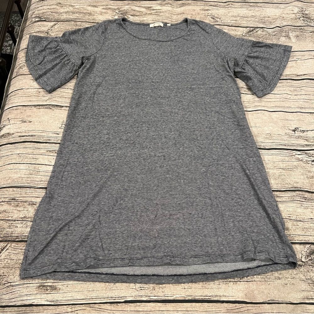 Fat Face Striped T-Shirt Dress with Ruffled Short Sleeves; size 12